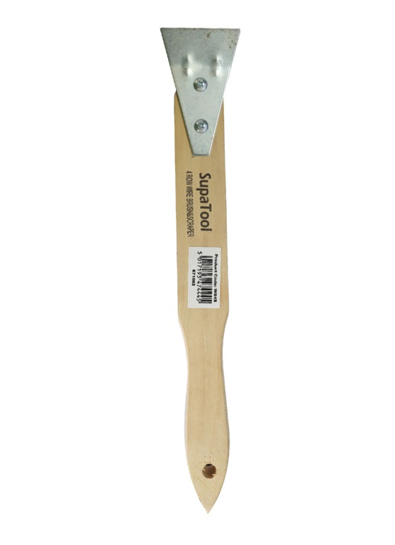 SupaTool 4 Row Wire Brush & Scraper With Oak Handle