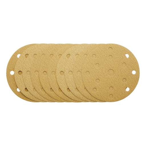 Draper 08475 Gold Sanding Discs with Hook & Loop, 150mm, 180 Grit, 15 Dust Extraction Holes (Pack of 10)
