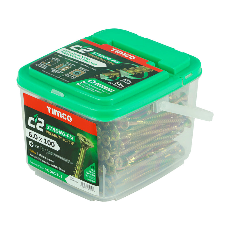 TIMCO C2 Strong-Fix Multi-Purpose Premium Countersunk Gold Woodscrews — Tub