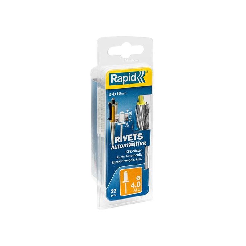 Rapid Automotive Rivets 4 x 16mm 4 Colours Blister of 32 Rapid - RockBottom Nothampton