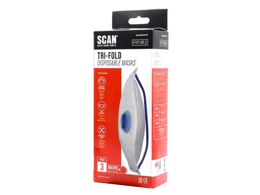 Scan Tri Fold Valved Disposable Mask FFP2 (Pack 3) Scan - RockBottom Nothampton