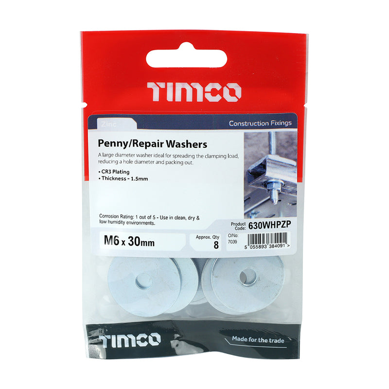 TIMCO Penny / Repair Washers DIN9054 Silver — Trade Pack