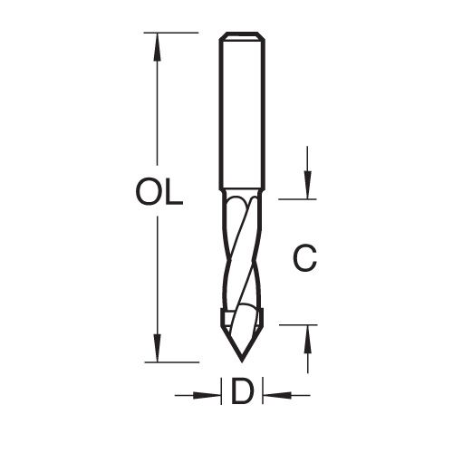 64/05X1/4TC - Through hole drill 5mm dia x 37mm flute