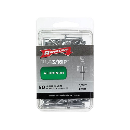 Arrow RLA 3/16IP Aluminium Rivets 3/16in Long Pack of 50 Arrow - RockBottom Northampton 