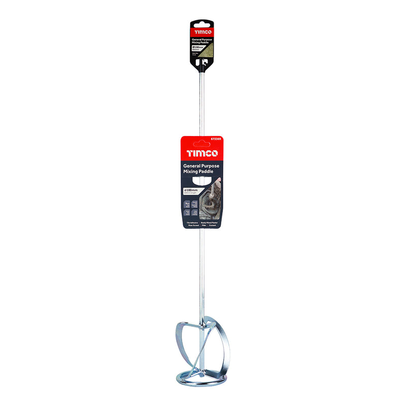 TIMCO General Purpose Mixing Paddle, Heavy Duty Paint, Plaster & Mortar Mixer for Drill
