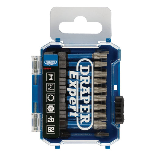 Draper 05698 Draper Expert TX-STAR® Impact Screwdriver Bits, T20 x 50mm, 1/4" Hex (Pack of 20)