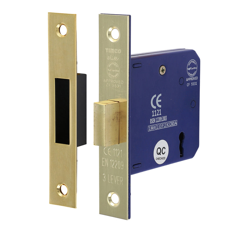 TIMCO 3 Lever Deadlock Satin Nickel - 65mm