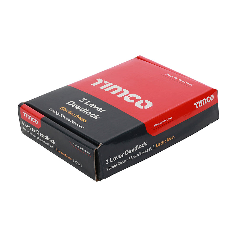 TIMCO 3 Lever Deadlock Satin Nickel - 65mm