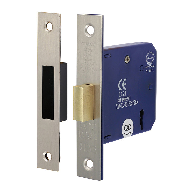 TIMCO 3 Lever Deadlock Satin Nickel - 65mm