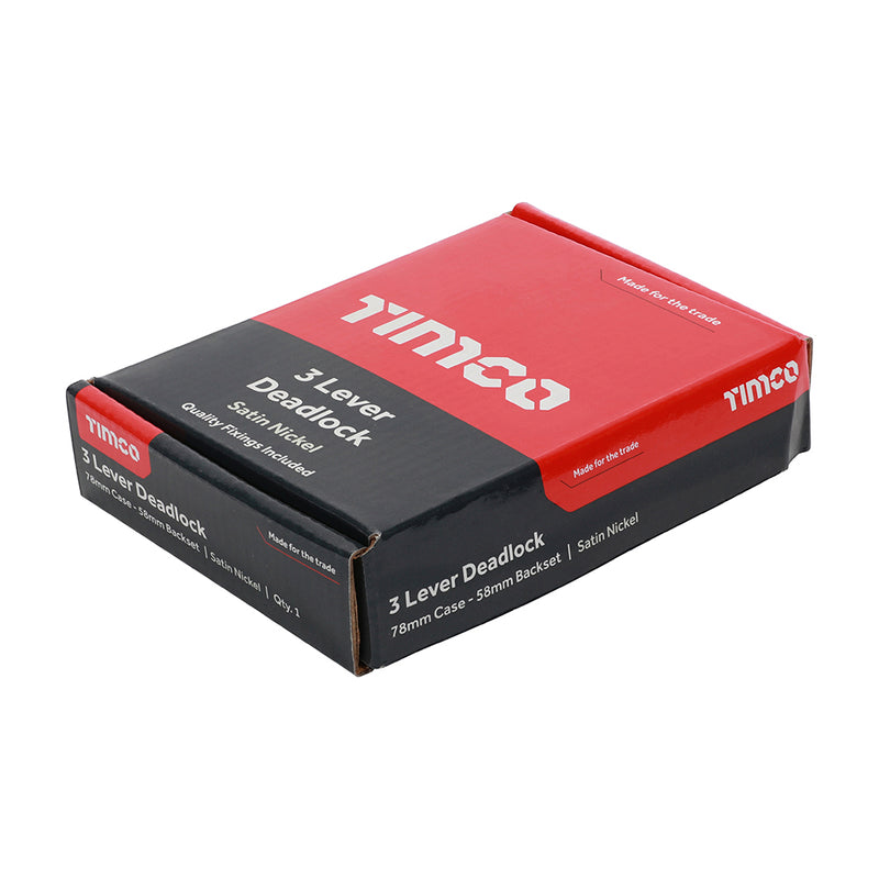 TIMCO 3 Lever Deadlock Satin Nickel - 65mm