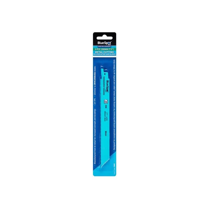 Bluespot Tools Bi-Metal Reciprocating Saw Blade 240mm x 5 TPI Pack of 5 BlueSpot Tools - RockBottom Northampton