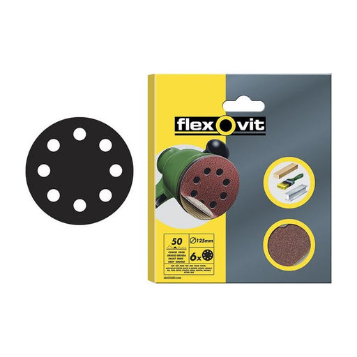 Flexovit Hook & Loop Sanding Disc 115mm Coarse 50G (Pack 6) Flexovit - RockBottom Northampton