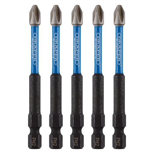 Draper 05676 Draper Expert Cross Slot/PH Type Impact Screwdriver Bits, No.2 x 75mm, 1/4" Hex (Pack of 5)