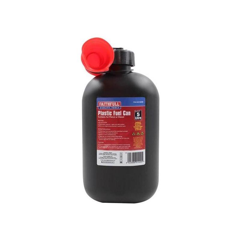Faithfull Plastic Fuel Can Black 5 litre Faithfull - RockBottom Northampton