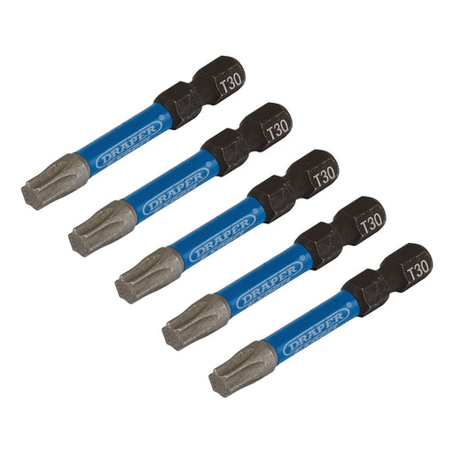 Draper 05656 Draper Expert TX-STAR® Impact Screwdriver Bits, T30 x 50mm, 1/4" Hex (Pack of 5)