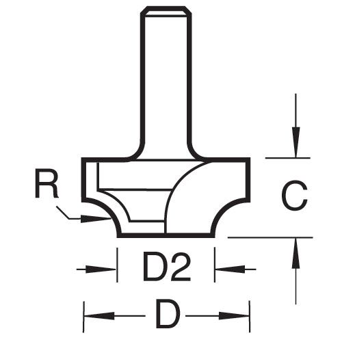 7/2X1/2TC - Ovolo rounding over cutter 5mm radius