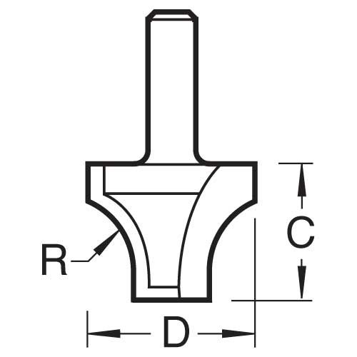 7/50X1/4TC - Sash bar ovolo joint cutter 10mm radius