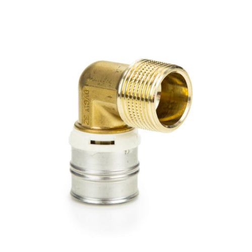 Threaded Adaptor - 90 Degree Elbow; Male 32-R1 (Brass & White)