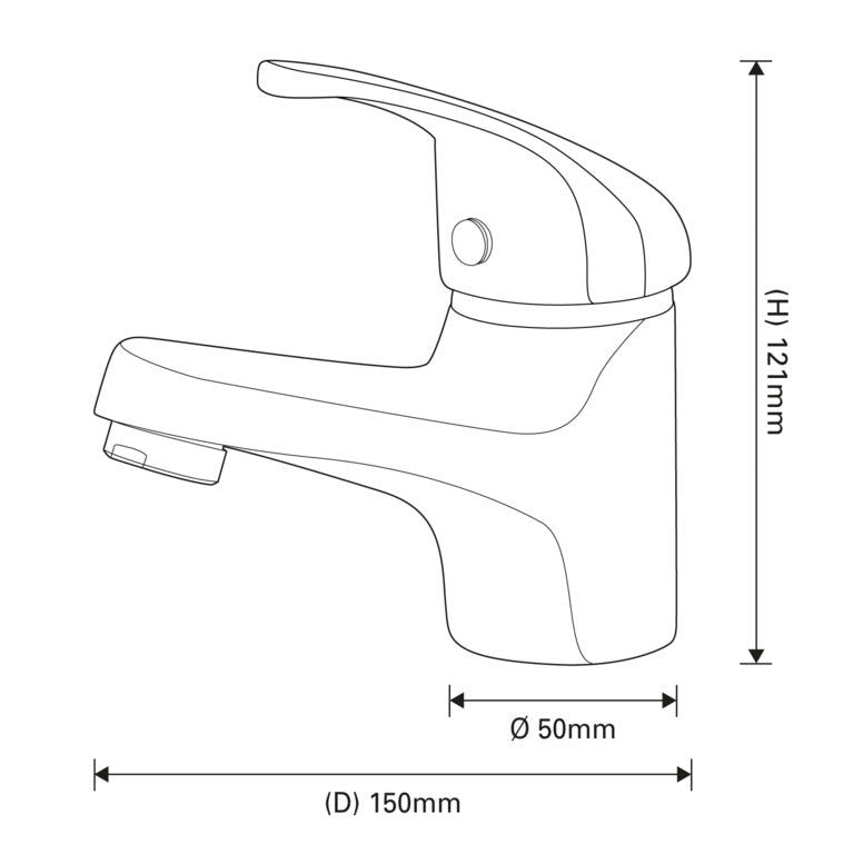 SP Eden Basin Mixer Tap H: 121mm D: 150mm Diameter: 50mm