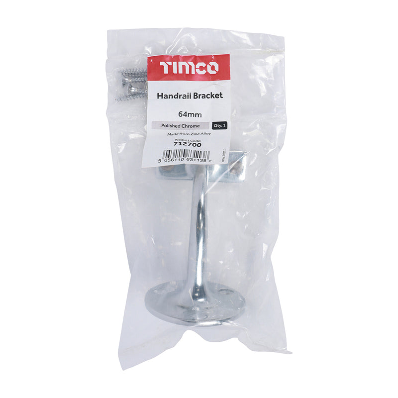 TIMCO Handrail Bracket Satin Chrome - 64mm