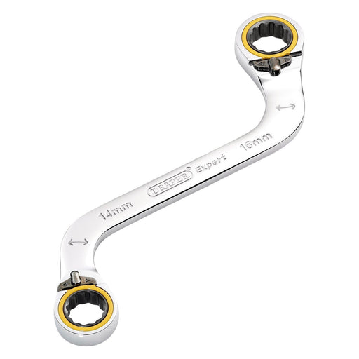 Draper 03944 Draper Expert HI-TORQ® Double Ring Ratchet S-Shape Spanner, 14 x 16mm