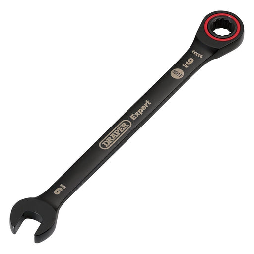 Draper 03880 Draper Expert HI-TORQ® Metric Ratchet Combination Spanner, 9mm, Black