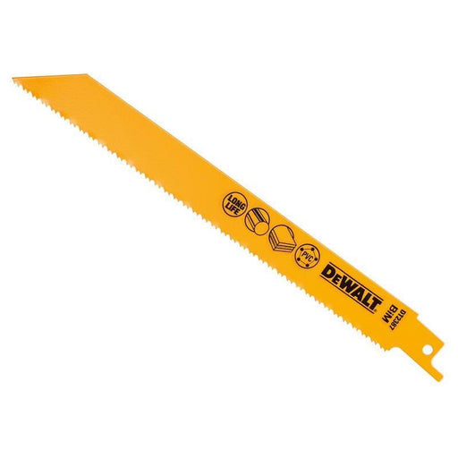 Dewalt Power Tools Bi-Metal Reciprocating Blade for Plastic & Pipes 203mm (Pack 5) DeWALT Power Tools - RockBottom Northampton