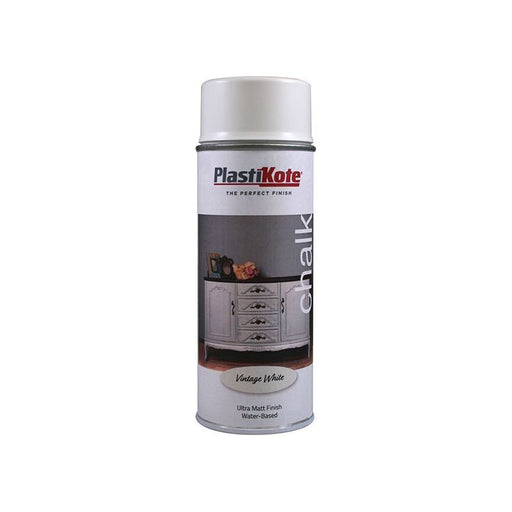 Plastikote Chalk Finish Spray Vintage White 400ml PlastiKote - RockBottom Nothampton