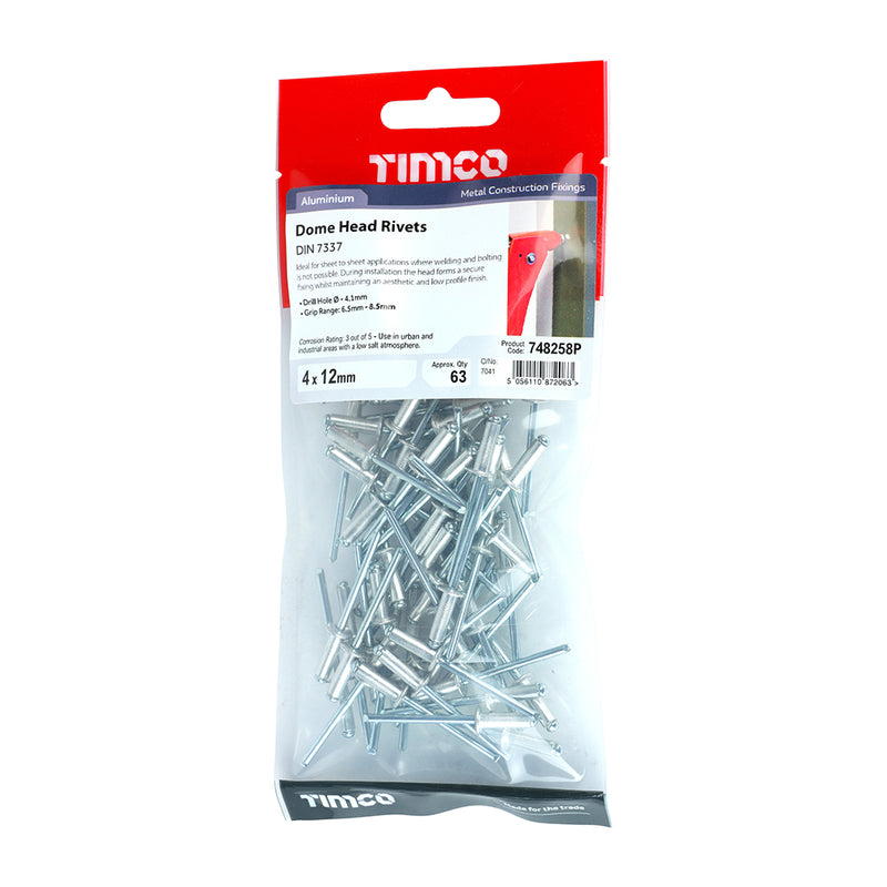 TIMCO Rivets Dome Head Aluminium — Trade Pack