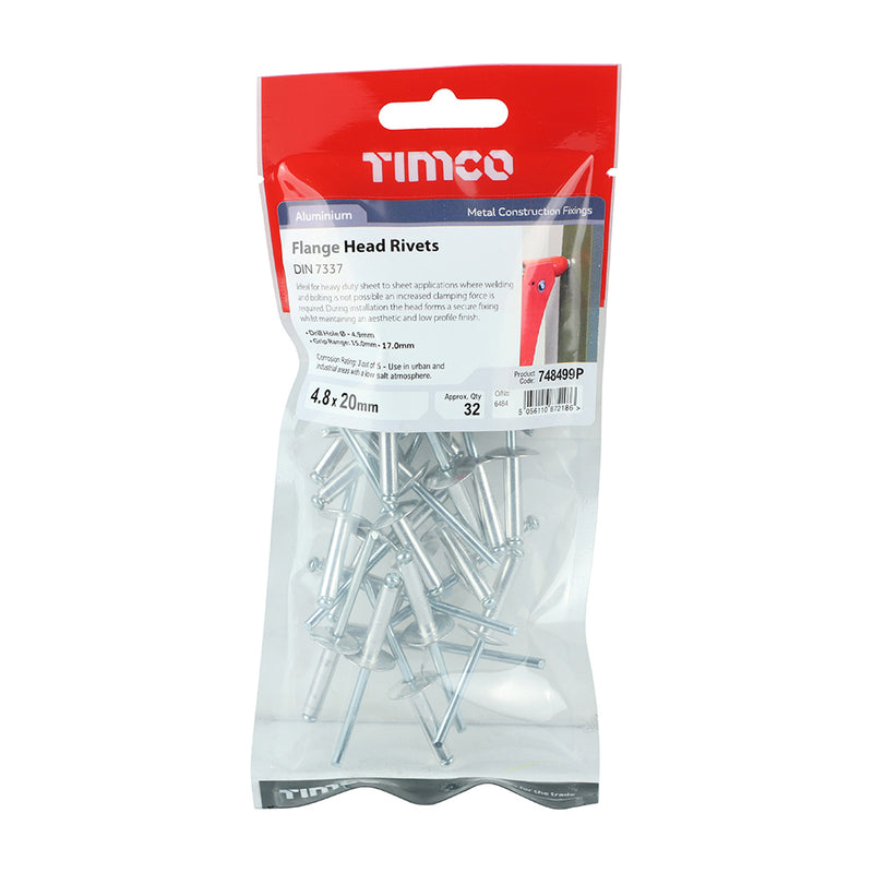 TIMCO Rivets Flange Head Aluminium — Trade Pack