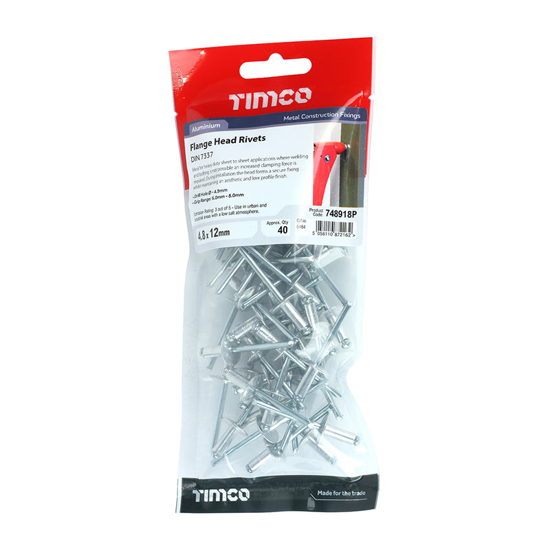 TIMCO Rivets Flange Head Aluminium — Trade Pack