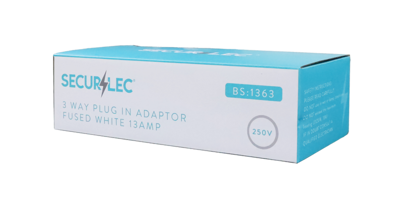 Securlec 3 Way Plug In Adaptor Fused White 13 Amp
