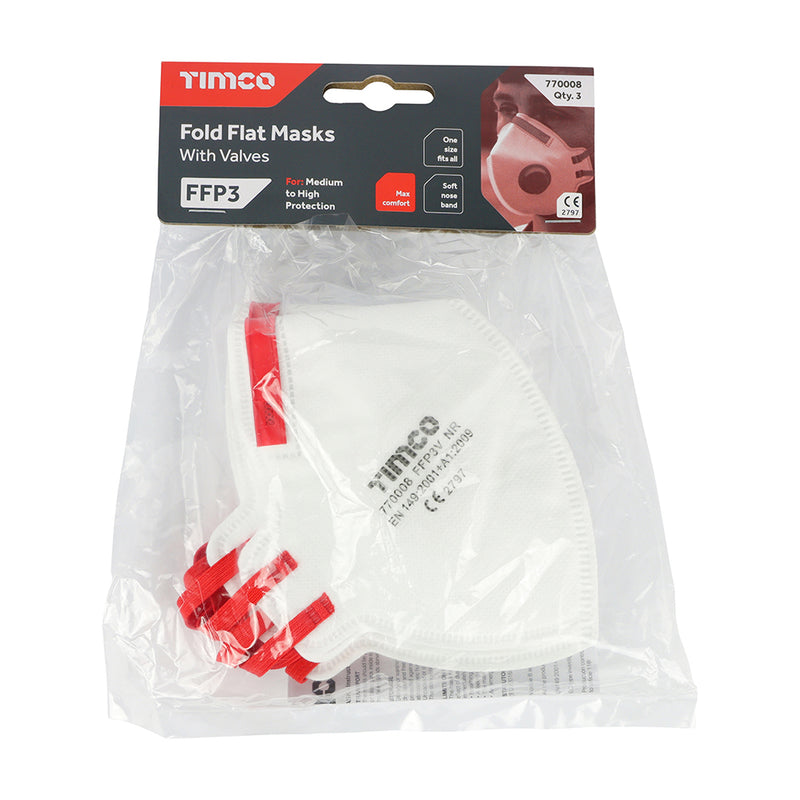 TIMCO FFP3 Fold Flat Valved Masks - One Size