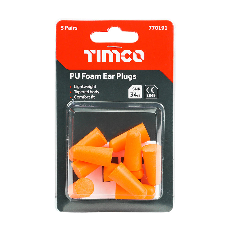 TIMCO Disposable PU Ear Plugs 200 Pairs - One Size