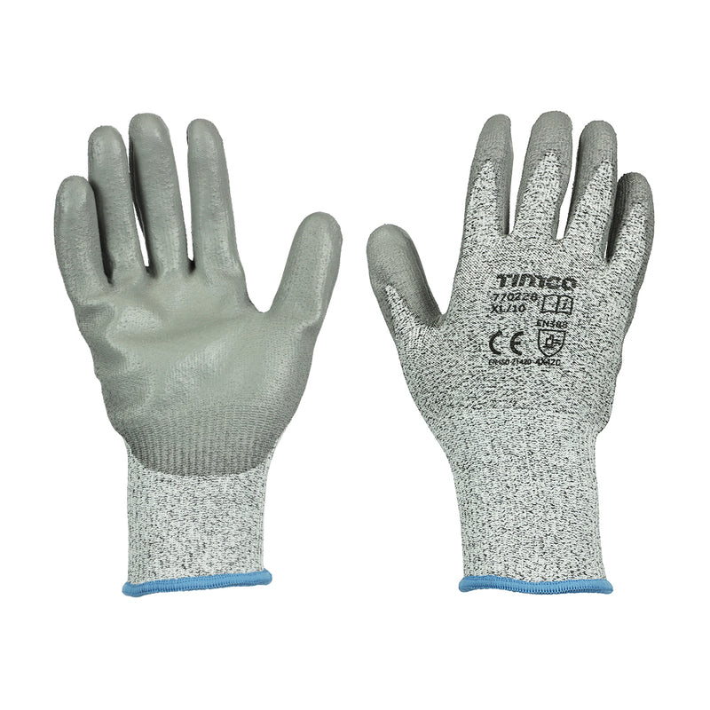 TIMCO High Cut PU Coated HPPE Fibre with Glass Fibre Gloves - Large