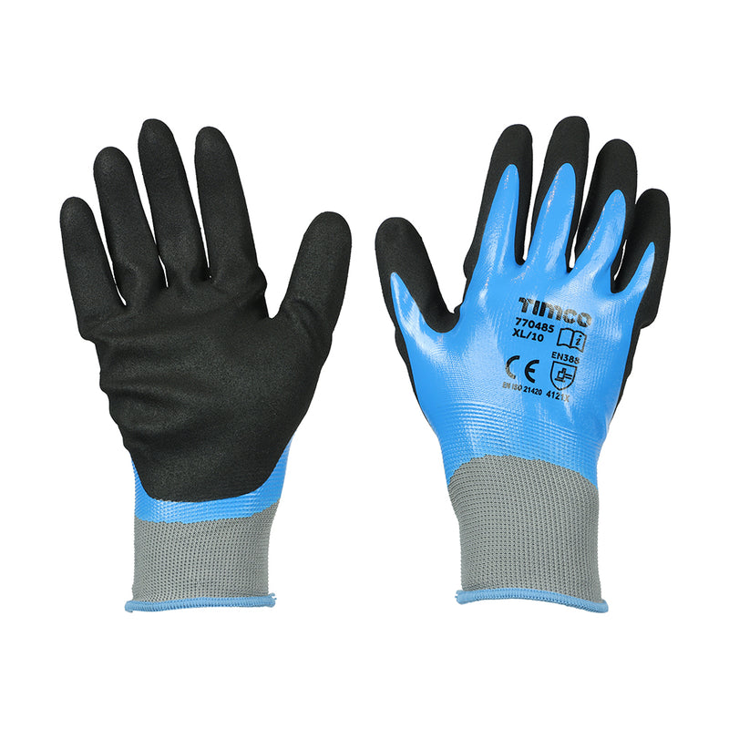 TIMCO Waterproof Grip Sandy Nitrile Foam Coated Polyester Gloves