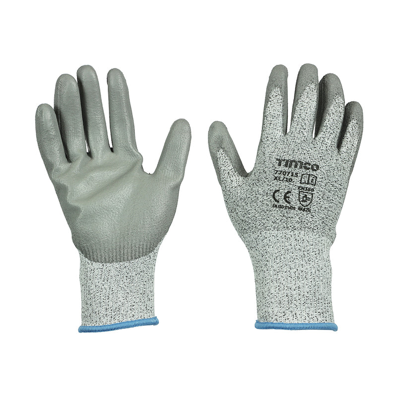 TIMCO Medium Cut PU Coated HPPE Fibre with Glass Fibre Gloves - Large