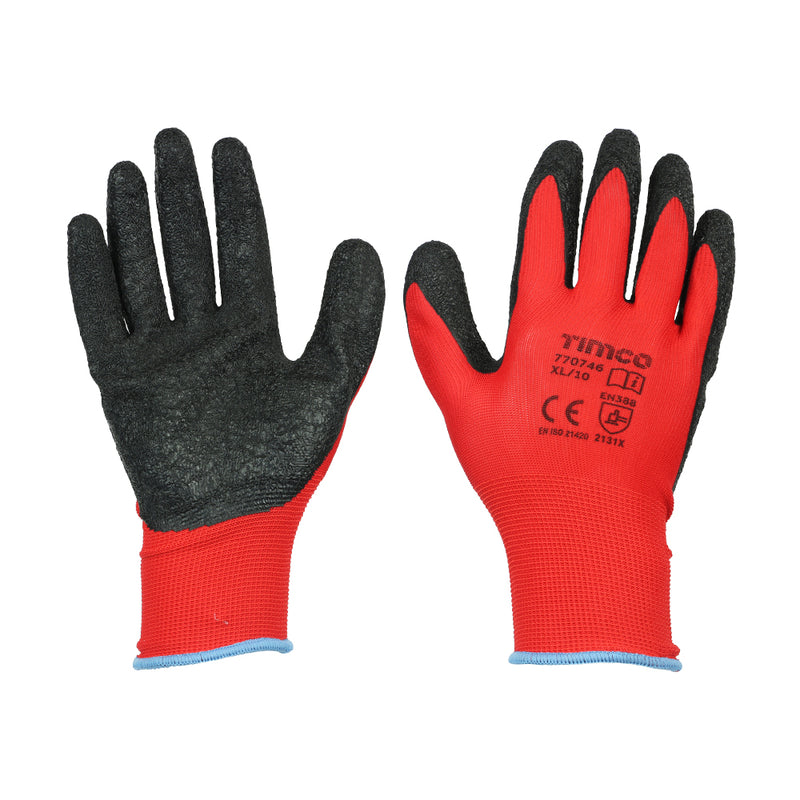 TIMCO Light Grip Glove Crinkle Latex Coated Polyester Gloves - Large