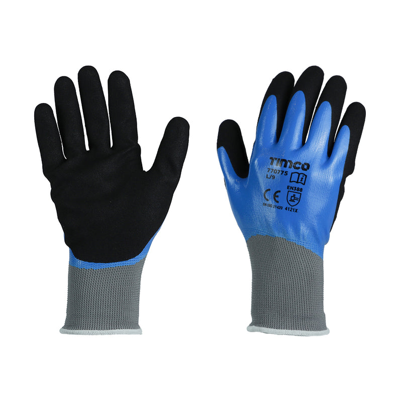 TIMCO Waterproof Grip Sandy Nitrile Foam Coated Polyester Gloves