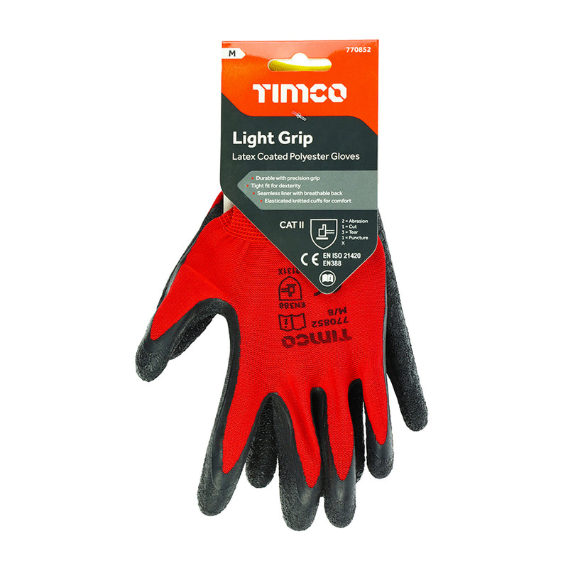 TIMCO Light Grip Glove Crinkle Latex Coated Polyester Gloves - Large