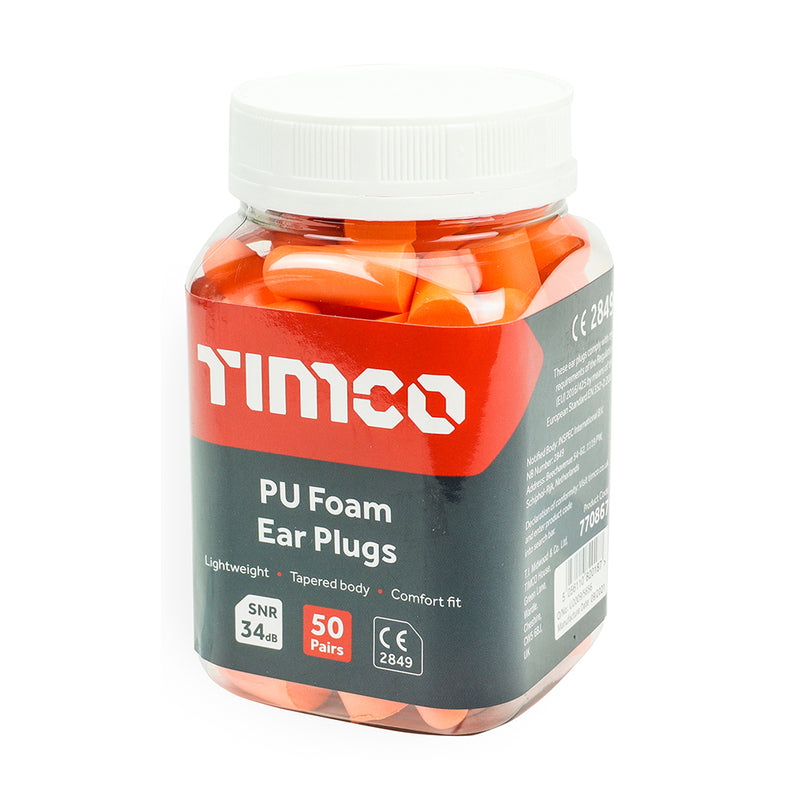 TIMCO Disposable PU Ear Plugs 200 Pairs - One Size