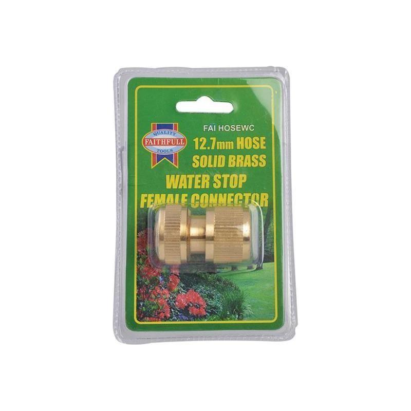 Faithfull Brass Female Water Stop Connector 12.5mm (1/2in) Faithfull - RockBottom Northampton