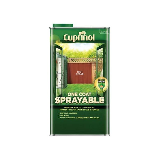 Cuprinol One Coat Sprayable Fence Treatment Rich Cedar 5 litre Cuprinol - RockBottom Northampton