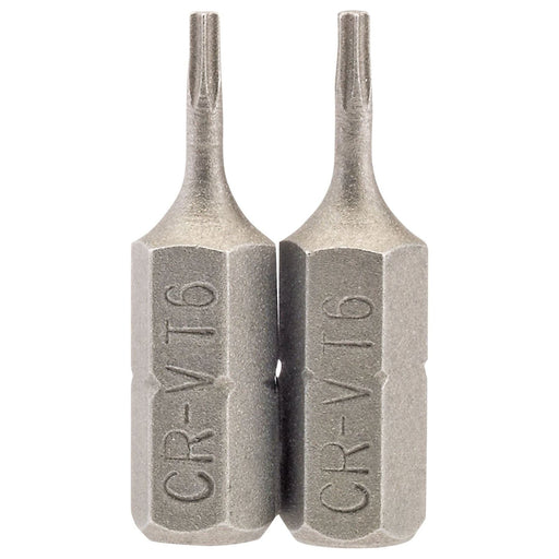 Draper 66338 Draper TX-STAR® Insert Bit, 1/4" Hex, 25mm Long, T6 (Pack of 2)