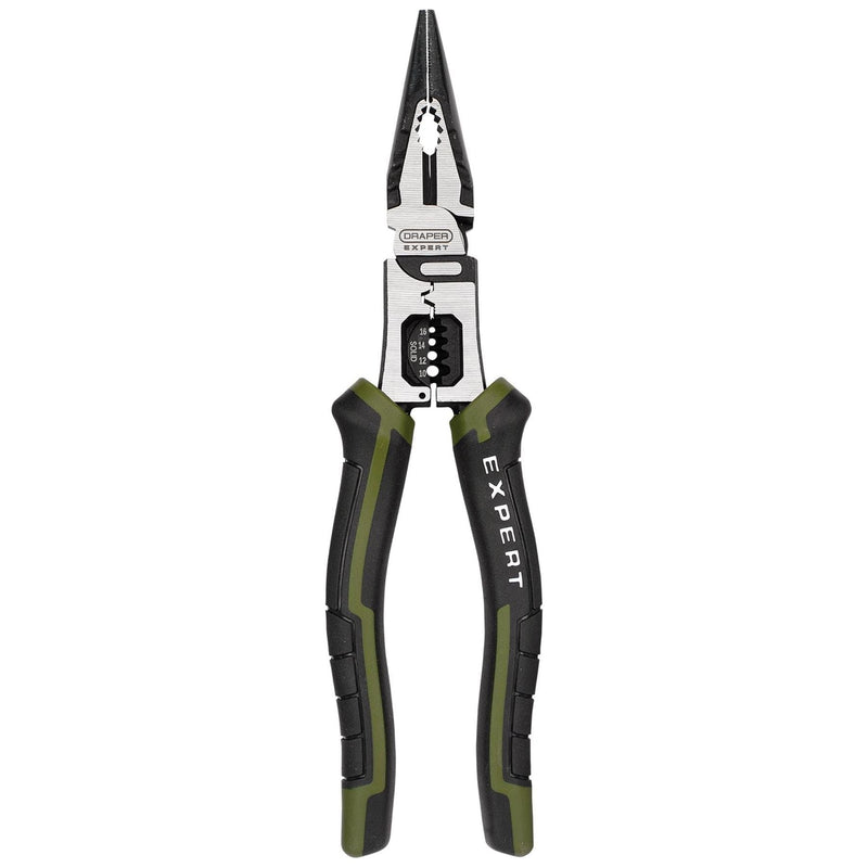 Draper Draper Expert Long Nose Pliers with Wire Stripper, 200mm Draper - Town Tools