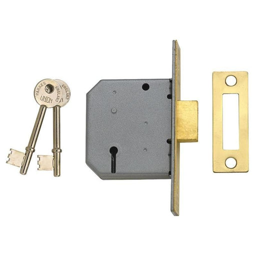Union 2177 3 Lever Mortice Deadlock Satin Chrome 77.5mm 3in Visi UNION - RockBottom Northampton