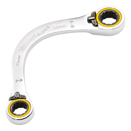 Draper 03933 Draper Expert HI-TORQ® Double Ring Ratchet Half Moon Spanner, 10 x 12mm