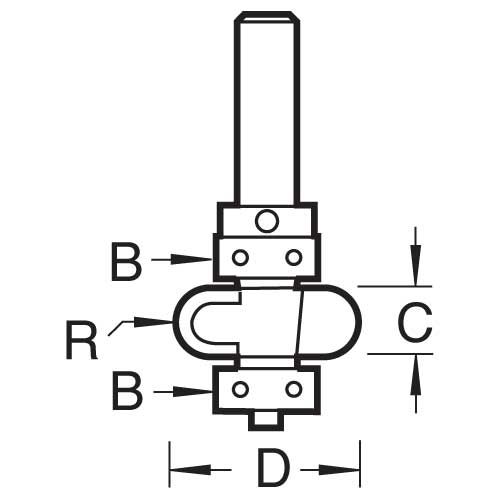 8/53X1/4TC - Double guided sunk bead cutter