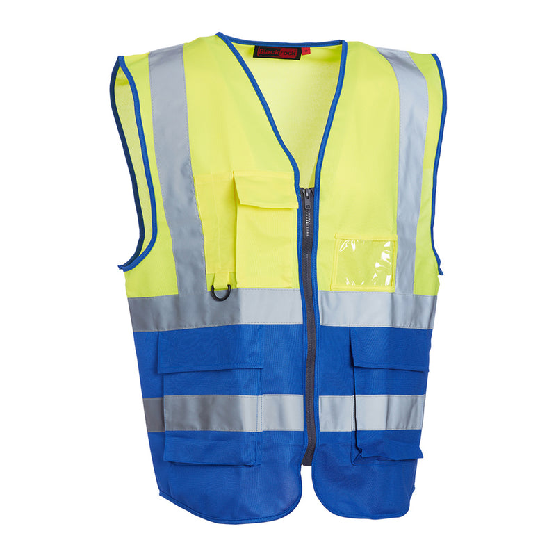 Blackrock Hi-Vis Premium Sleeveless Vest/Waistcoat - Yellow/Blue size XL