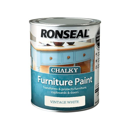 Ronseal Chalky Furniture Paint Vintage White 750ml Ronseal - RockBottom Nothampton